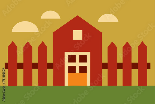 Rustic Farmhouse Fence Line Background