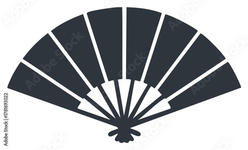 Stylized dark gray fan icon with many thin segments