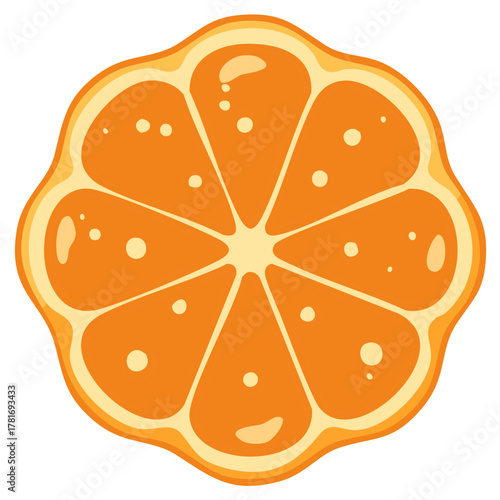 Bright and Juicy Orange Slice with Visible Segments and Pulp Details