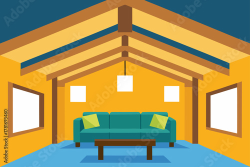 Wooden Ceiling Beams in Modern Living Room