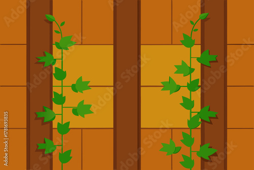 Wooden Wall with Climbing Ivy