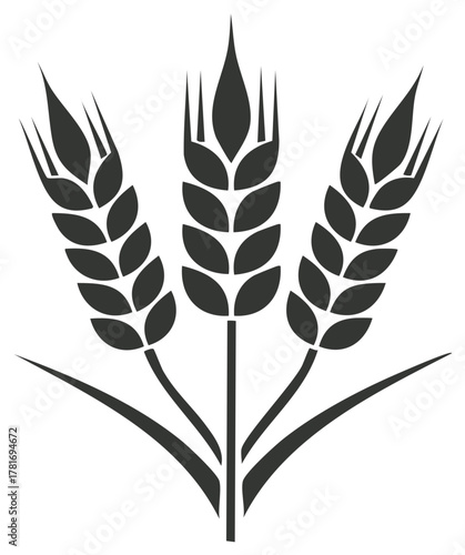 Stylized Three Wheat Stalks Agriculture Symbol Silhouette