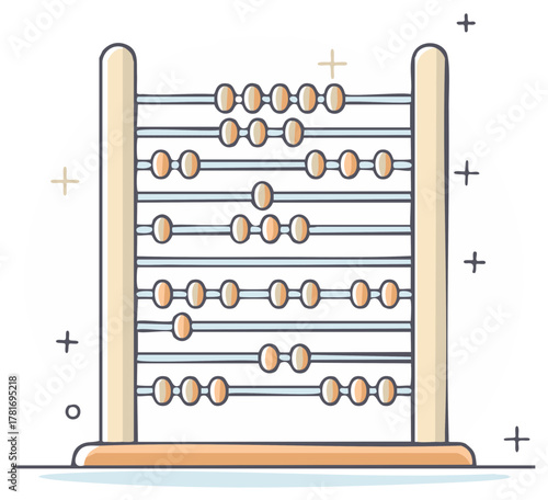 Cartoon illustration of an abacus, math learning and calculation tool.