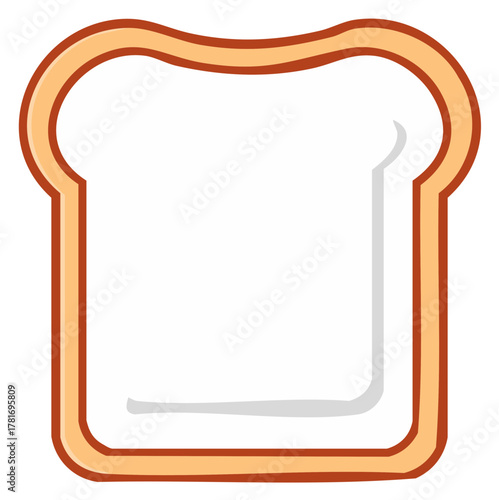 Stylized Illustration of a Slice of Bread, Cartoon-like design for food and breakfast