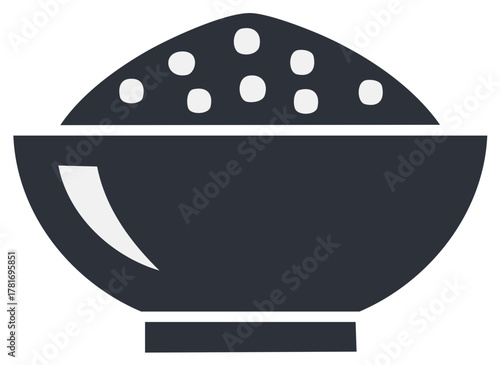 Stylized Bowl Filled with Granules, Seeds, or Powder for Food or Ingredient Preparation