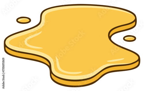 Illustration of honey or syrup puddle with two small drops.