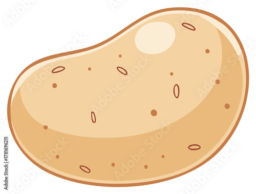 Cartoon illustration of a single fresh potato against a white background