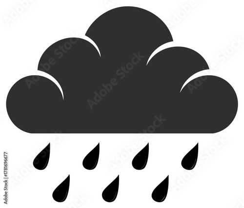 Dark Cloud Bursting with Rain, Weather Forecast, Graphic Design Element, Vector Illustration