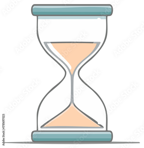 Clean Illustrated Hourglass with Flowing Sand Visualizing Time Passing and Measurement