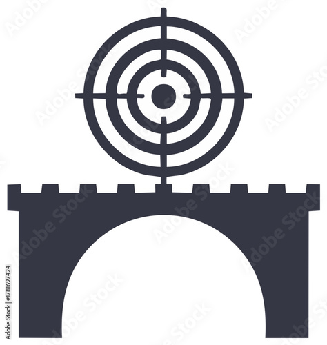 Castle Archway with Bullseye Icon Precise Target Location Strategy