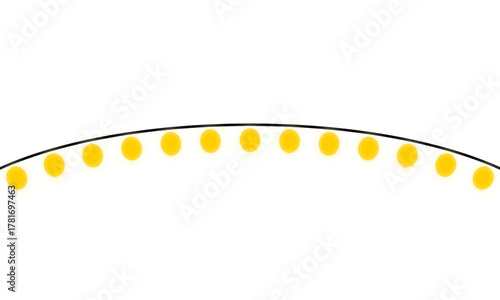 Arc of glowing yellow lights on a black background