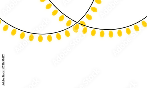 Twinkling yellow string lights on a dark background