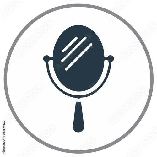 Vanity Mirror Icon Simple Glyph Symbol for Beauty Self Care and Reflection
