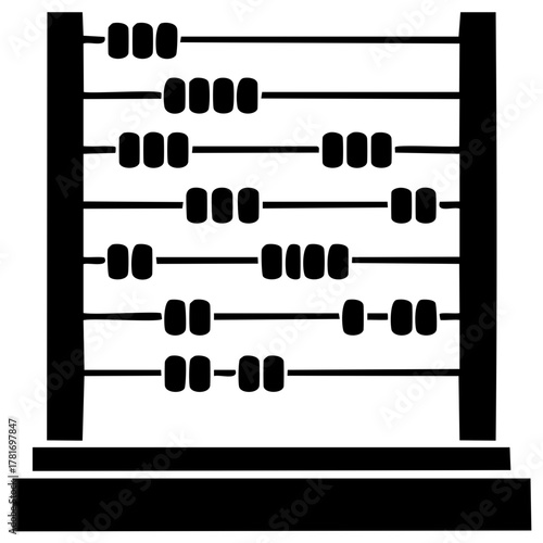 Classic abacus counting frame silhouette. A simple vector icon for education, finance, and mathematics.