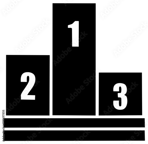Podium with numbers one, two and three for winner, second and third place winners