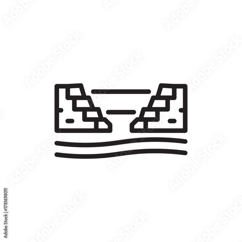 Tailings pond icon symbolizing mine waste containment and water management, representing modern environmental engineering, specialized mining infrastructure, and industrial stewardship systems.