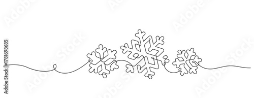 snowflake shape winter season one line drawing minimalism