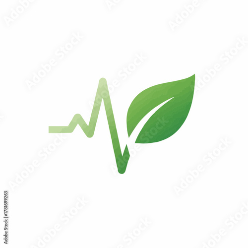 Natural Health Pulse Green Leaf and Heartbeat Logo for Wellness