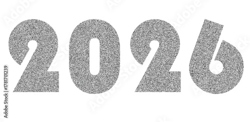 Silver textured 2026 numbers isolated on white background perfect for new year designs and event promotions