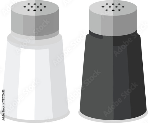 Salt and pepper shakers for seasoning and cooking isolated on transparent background vector illustration