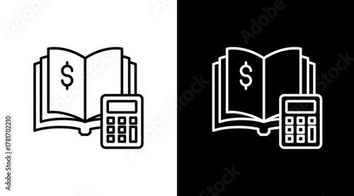 Accounting Book  White Icon Set Design