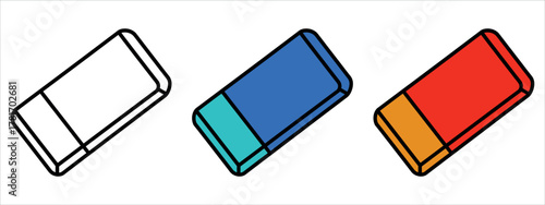 Minimalist Eraser Icon Vector Design Template (Basic RGB). Essential graphic element symbolizing Correction, Mistake Removal, Editing, Learning, Cleanliness, and School/Office Supplies. Perfect for.