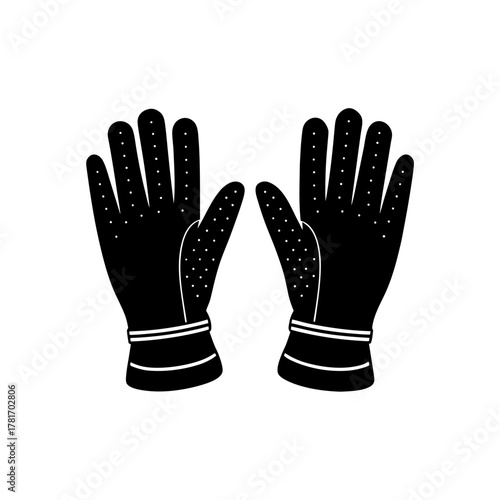 Pair of black protective work gloves with textured grip design