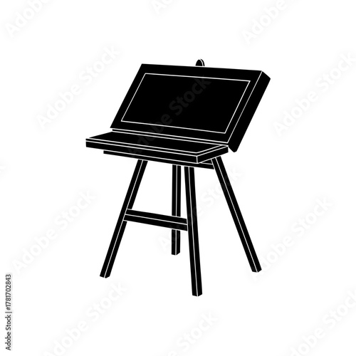 Art easel with blank canvas, simple artistic tool for painting