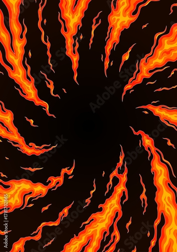 和風の炎の背景 集中線フレームベクター