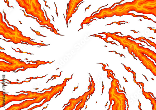 和風の炎の背景 集中線フレームベクター