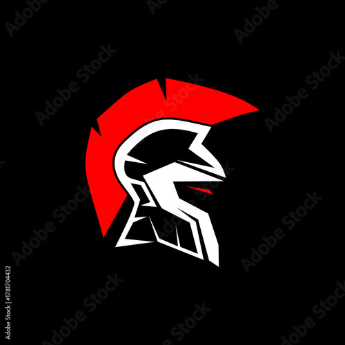 Spartan Soldier. Spartan helmet logo, Spartan shield and helmet vector illustration, Spartan Greek gladiator armor flat vector icon. Warrior shield logo.	
