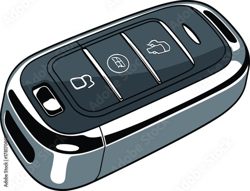 Keyless Car Remote Fob Vector Illustration for Smart Entry