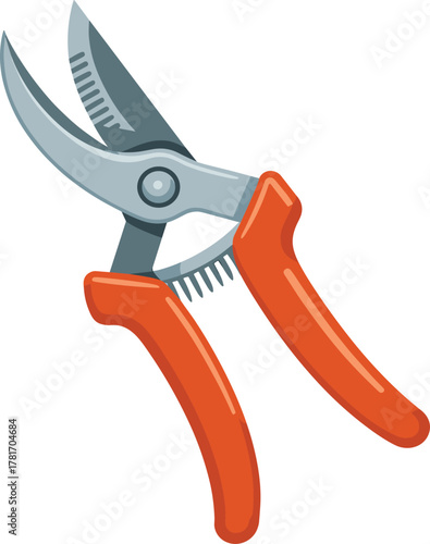 Open Bypass Pruning Shears or Secateurs Garden Tool Vector