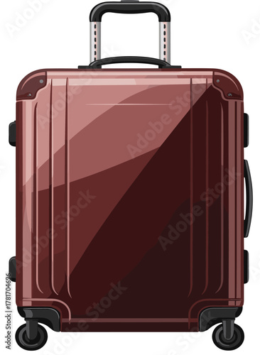 Modern Hard-Shell Carry-On Suitcase Vector Illustration. Contemporary Rolling Luggage for Travel and Vacation.