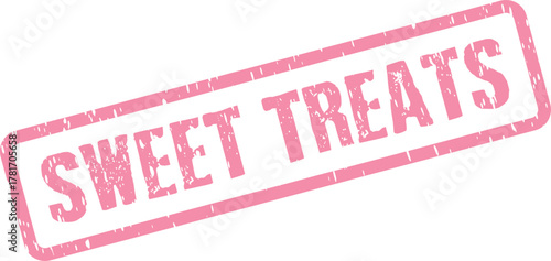 SWEET TREATS pink textured rubber stamp impression signifies delicious confectionery and delightful snacks