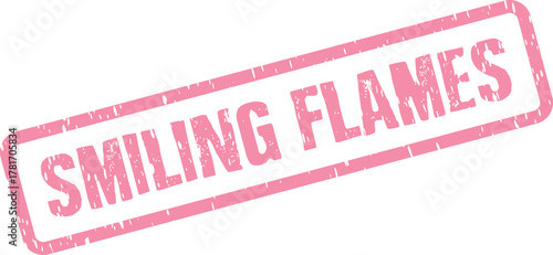 Whimsical Smiling Flames Warmth Happiness Textured Pink Rubber Stamp Graphic Design Element