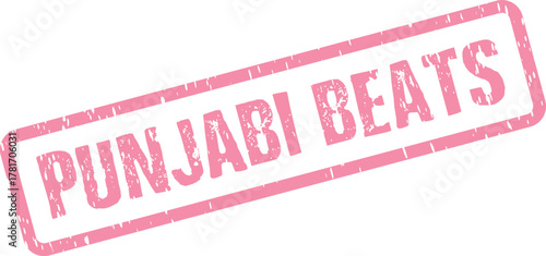 Vibrant Punjabi Music Beats Cultural Entertainment Textured Pink Rubber Stamp Graphic