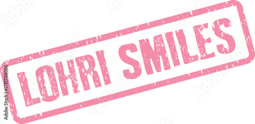 Cheerful pink Lohri Smiles textured stamp conveying happiness and joy during the Indian winter harvest festival