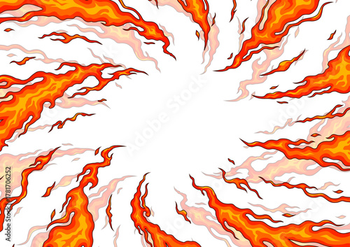 和風の炎の背景 集中線フレームベクター