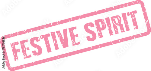 Vibrant pink rubber stamp showcasing festive spirit with a textured grunge appearance