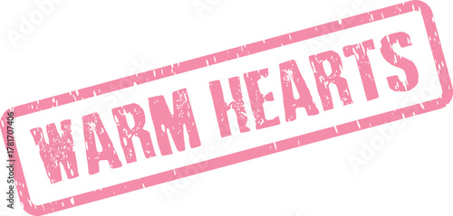Distressed Pink Rubber Stamp Indicating Warm Hearts for Sharing Love and Affectionate Feelings