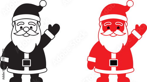 cartoon santa claus Waving Santa Claus Icon Set: Red and Black Monochrome

Vector Illustration of Cartoon Santa Waving Hello

Monochrome and Color Christmas Santa Clipart for Holidays