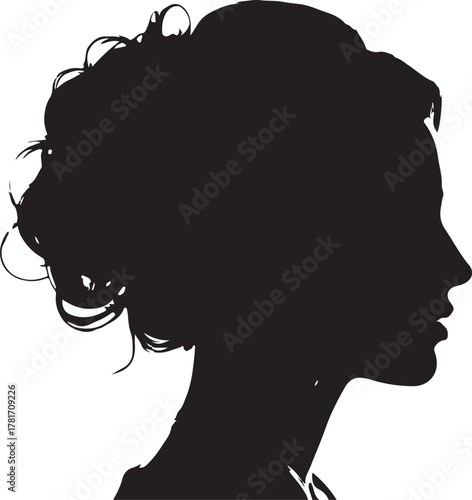 Minimalist Silhouette of a Woman with Voluminous Updo