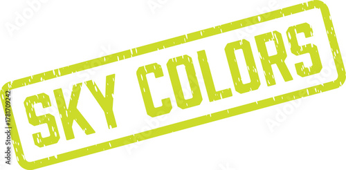 Captivating neon green Sky Colors rubber stamp impression with authentic textured distressed appearance