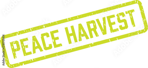 Bright green Peace Harvest rubber stamp impression conveying tranquility and agricultural bounty