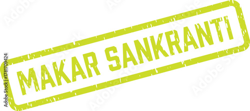 Distressed green Makar Sankranti stamp marking the popular Hindu harvest festival celebration