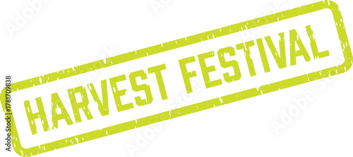 Green Distressed Harvest Festival Stamp Sign for Seasonal Food Events and Celebrations