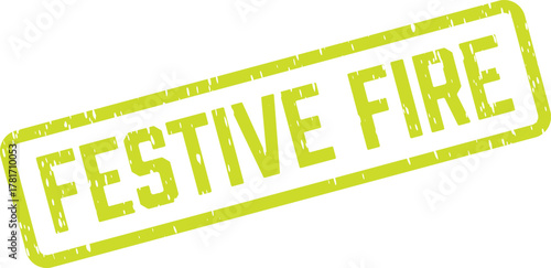 Grungy green stamp displaying festive fire for celebratory and warm event indications