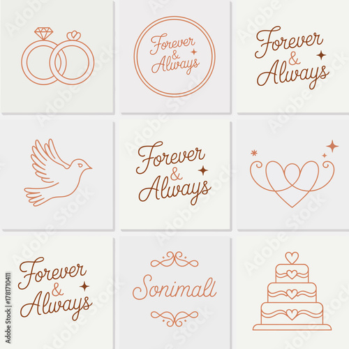 This wedding-themed art presentation features elegant ring designs and poetic text, symbolizing love, commitment, and the beauty of everlasting relationships.