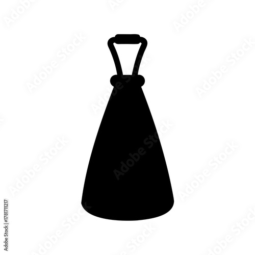 Stylized black silhouette of a traditional water skin bag with handle